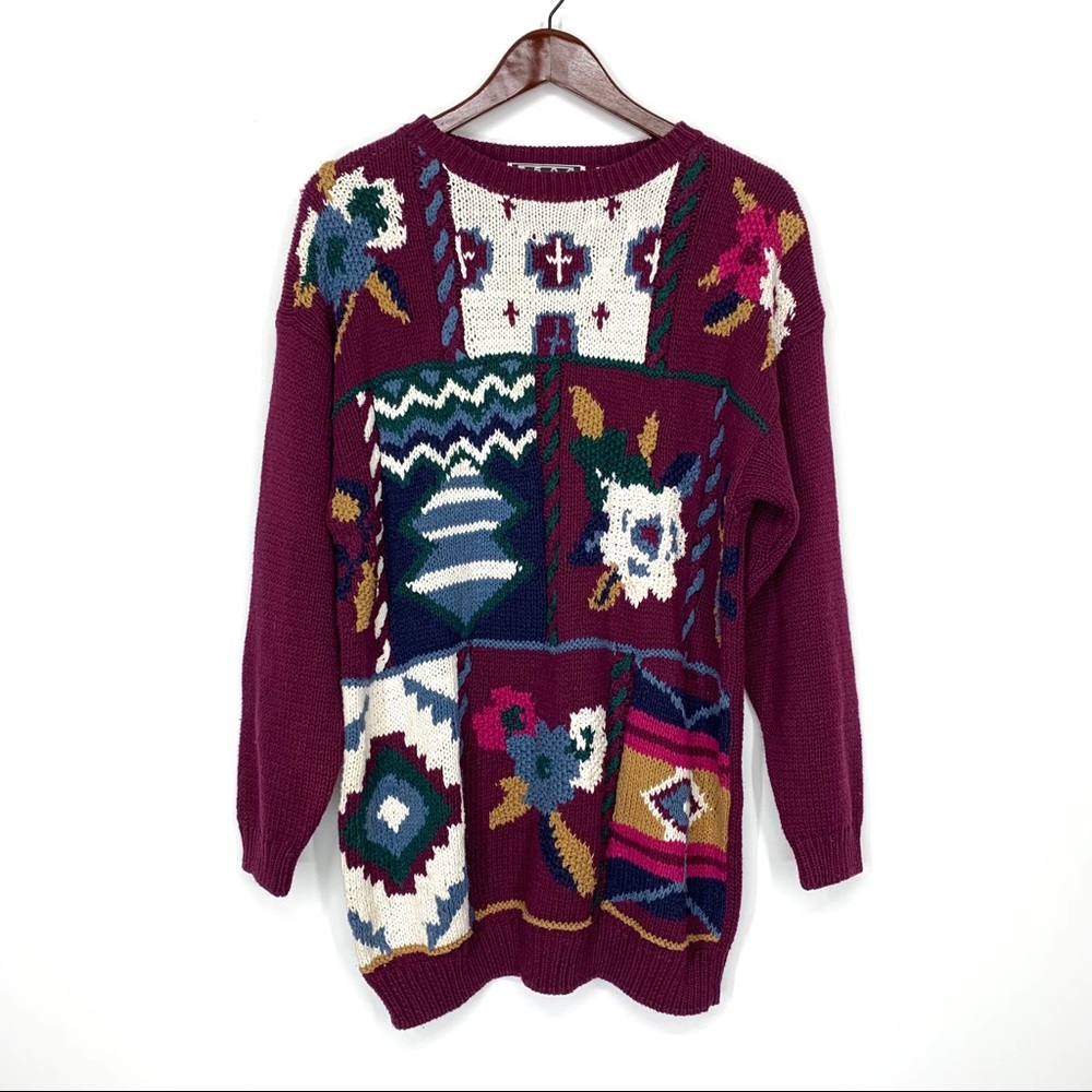 Rare Vintage Zero Sport Ugly Grandma Sweater Abstract Knit Crewneck